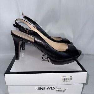 Nine West Black Peep-Toe Slingback Heels
